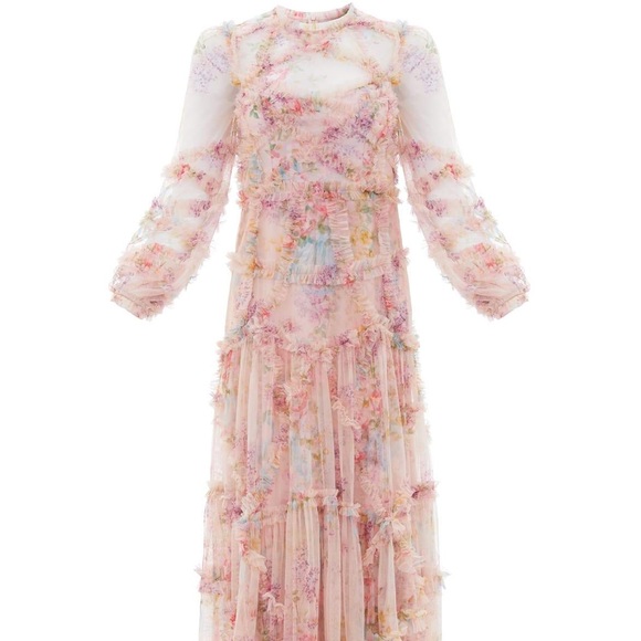 Needle & Thread Floral Diamond Ruffle Gown - Picture 2 of 8